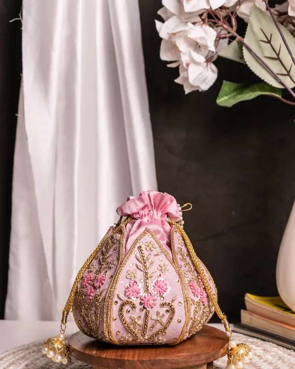 The_Blush_Lotus–_Handcrafted_Pearl_Handle_Evening_lotus_Potli_Bag